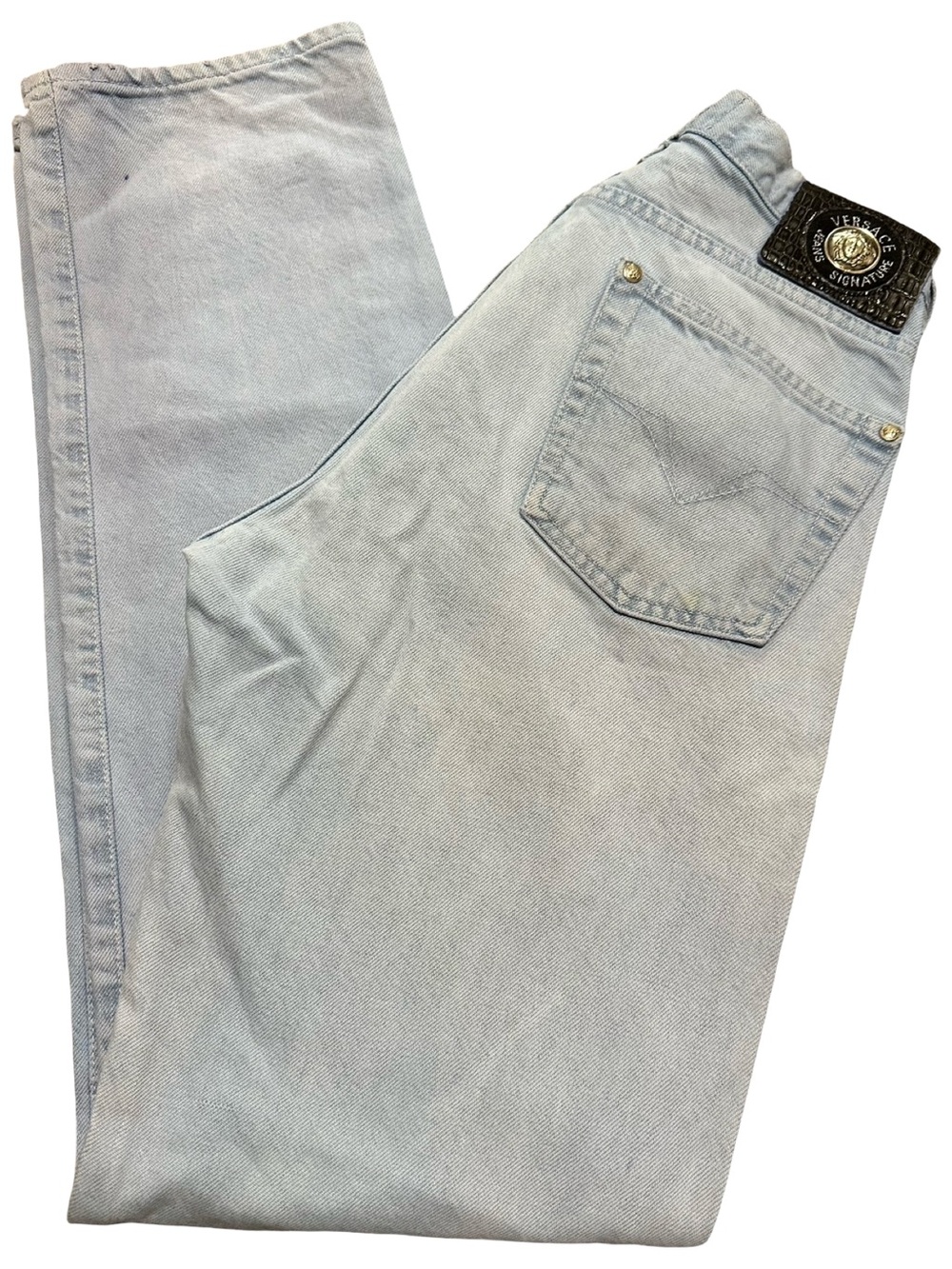 Versace Vintage Couture Men’s Size 32 x 34 Blue High Waist Medusa Head Jeans